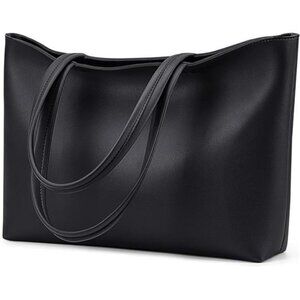 Faux Leather Tote Bag for Women Zipper Shoulder Bag Work College Casual Purse